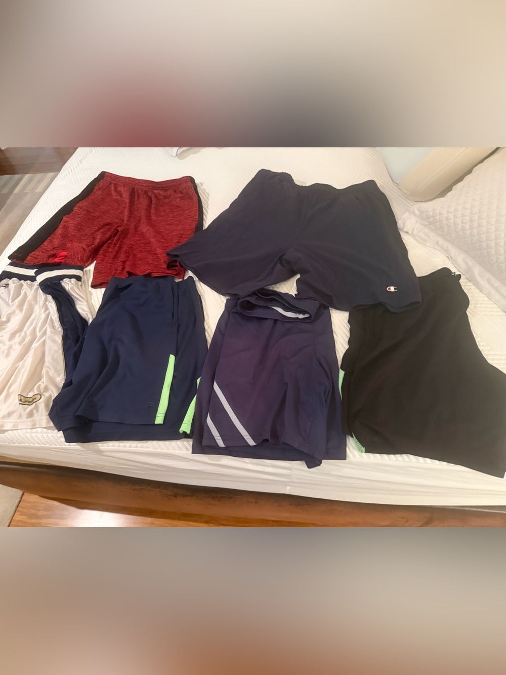 XL Men's Athletic Shorts Bundle - Navy, Red, Black lot of 6